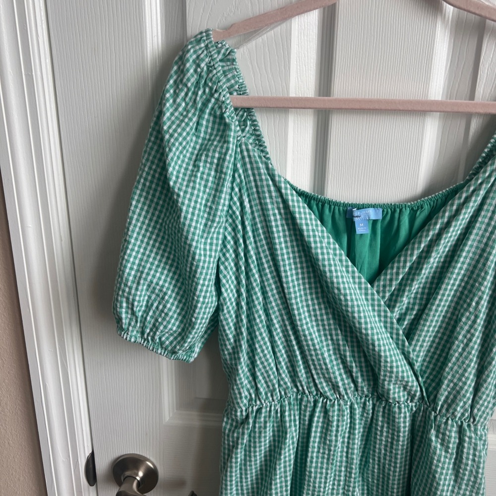 Draper James RSVP Green Gingham Short Sleeve Dress, Tiered Hem, M‎ - Picture 2 of 12